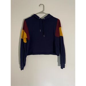 Derek Heart Womens Medium Navy Hooded Cropped Sweatshirt